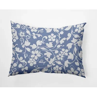 E By Design Floral Polyester Throw Pillow In Blue