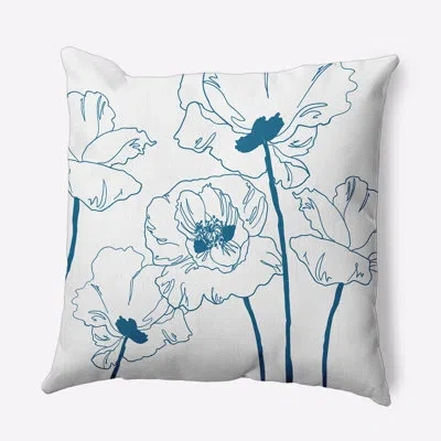 E By Design Floral Polyester Throw Pillow In Blue