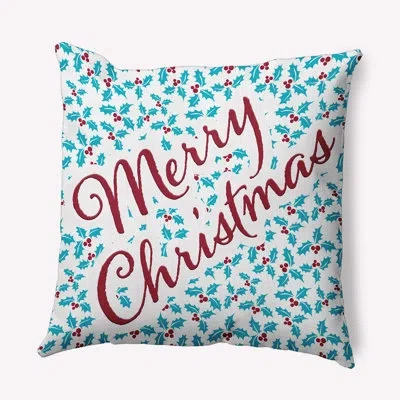 E By Design Floral Polyester Throw Pillow In Blue
