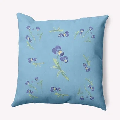 E By Design Floral Polyester Throw Pillow In Blue