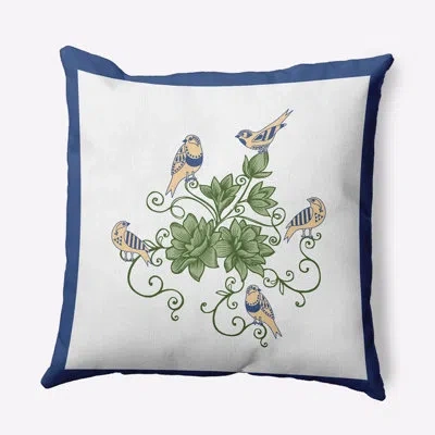 E By Design Floral Polyester Throw Pillow In Blue