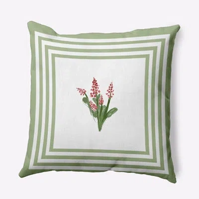 E By Design Floral Polyester Throw Pillow In Green