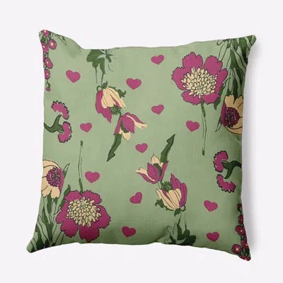 E By Design Floral Polyester Throw Pillow In Green
