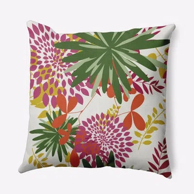 E By Design Floral Polyester Throw Pillow In Green