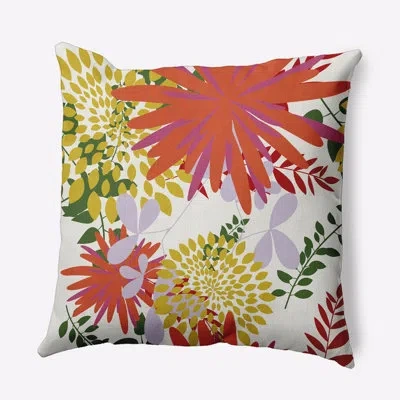 E By Design Floral Polyester Throw Pillow In Orange