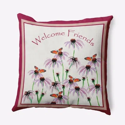 E By Design Floral Polyester Throw Pillow In Pink