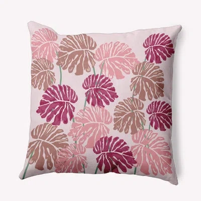 E By Design Floral Polyester Throw Pillow In Pink