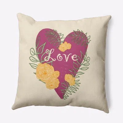 E By Design Floral Polyester Throw Pillow In Pink