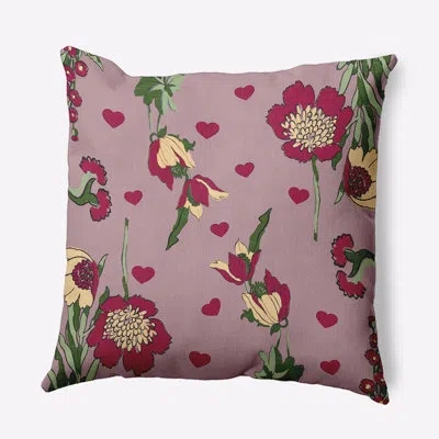 E By Design Floral Polyester Throw Pillow In Purple