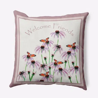 E By Design Floral Polyester Throw Pillow In Purple