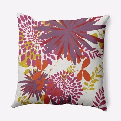 E By Design Floral Polyester Throw Pillow In Purple