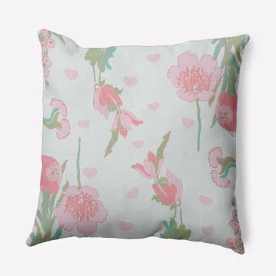 E By Design Floral Polyester Throw Pillow In White