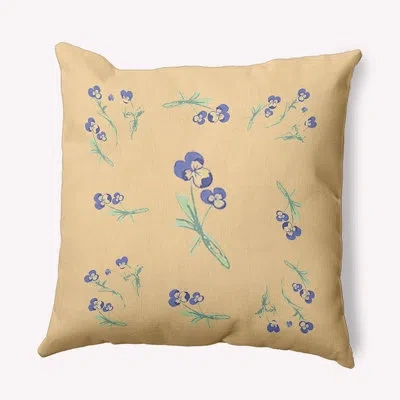 E By Design Floral Polyester Throw Pillow In Yellow