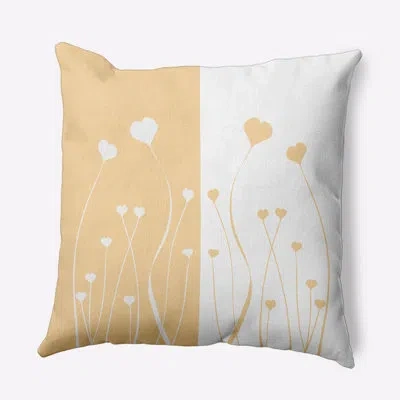 E By Design Floral Polyester Throw Pillow In Yellow