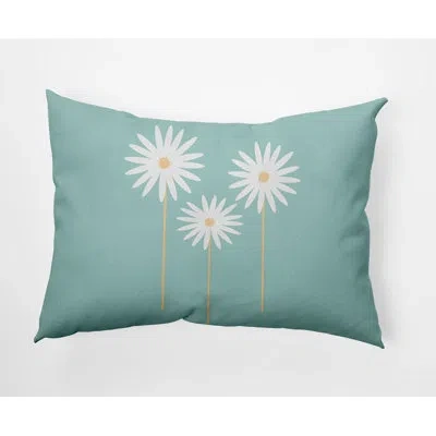 E By Design Floral Print Indoor/outdoor Lumbar Throw Pillow In Light Blue