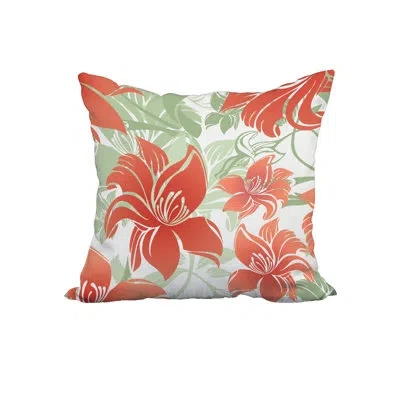 E By Design Floral Print Pillow Cover & Insert In Orange