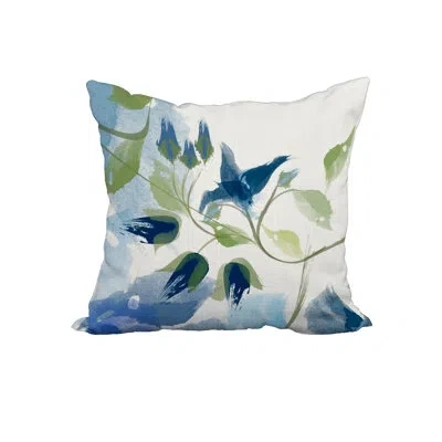 E By Design Floral Print Square Cotton Pillow Cover And Insert In Blue