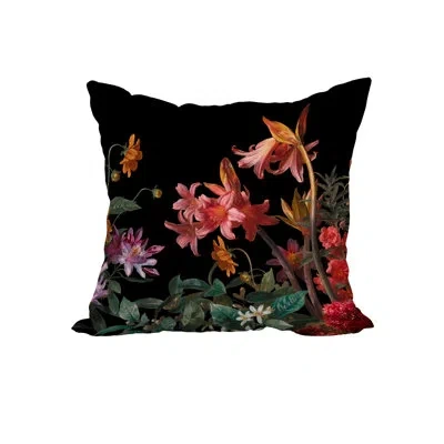 E By Design Floral Print Square Pillow Cover And Insert In Black
