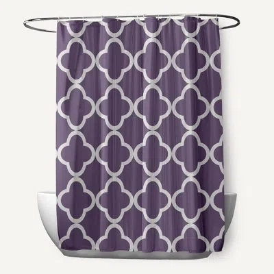 E By Design Floral Single Shower Curtain In Purple