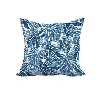 E By Design Floral Square 100% Cotton Pillow Cover & Insert In Blue