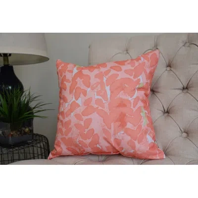 E By Design Flower Bell Flower Square Pillow Cover & Insert In Coral