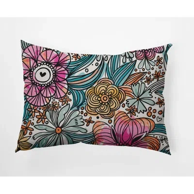E By Design Flower Melange Indoor/outdoor Lumbar Throw Pillow In Orange