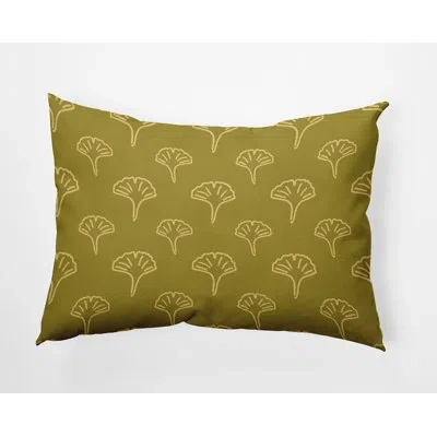 E By Design Flower Power Floral Indoor/outdoor Reversible Throw Pillow In Muted Gold Leaves