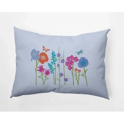 E By Design Flower Power Floral Indoor/outdoor Reversible Throw Pillow In Peri Floral