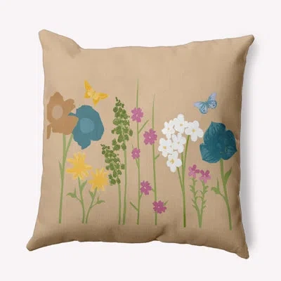 E By Design Flower Power Floral Reversible Throw Pillow In Taupe Floral