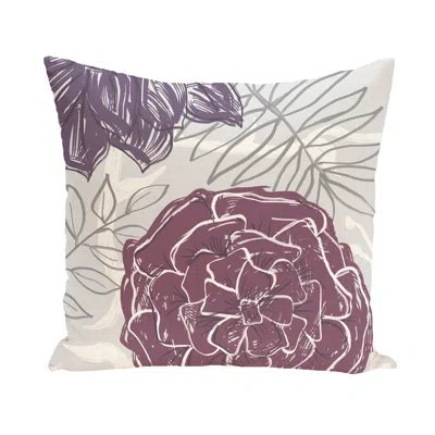 E By Design Flower Power Square Pillow Cover & Insert In Purple,purple