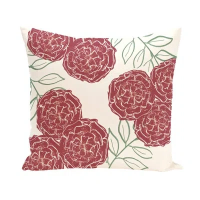 E By Design Flower Power Square Pillow Cover & Insert In Red