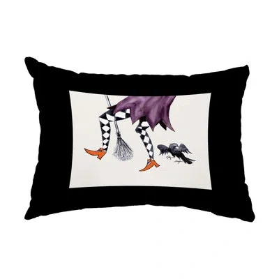 E By Design Fly Away Witch Outdoor Rectangular Pillow Cover & Insert In Off-white