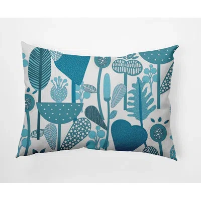 E By Design Forest Indoor/outdoor Lumbar Throw Pillow In Explorer Blue