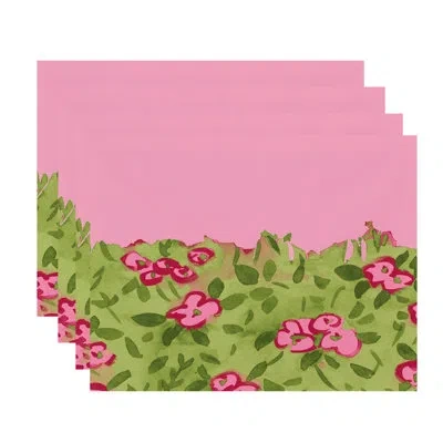 E By Design Forget Me Not Bunch Print 4 Piece Cotton Placemat Set In Pink