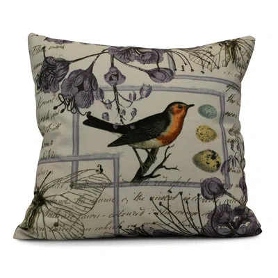 E By Design Funky Junky Sweet Tweets Square Pillow Cover & Insert In Lavender