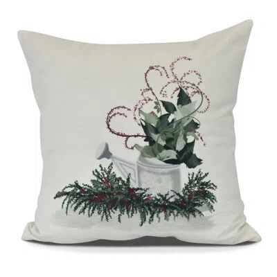 E By Design Gardener's Delight Holiday Floral Print Euro Pillow