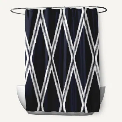 E By Design Gate Keeper Floral Single Shower Curtain In Navy
