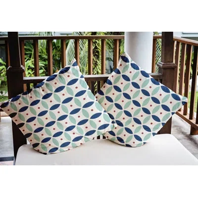 E By Design Geometric Indoor/outdoor Throw Pillow In Dark Cobalt Blue,turquoise