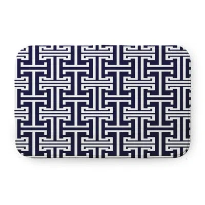 E By Design Geometric Pet Feeding Placemat In Navy