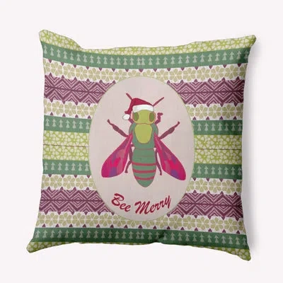 E By Design Geometric Polyester Indoor/outdoor Throw Pillow In Green