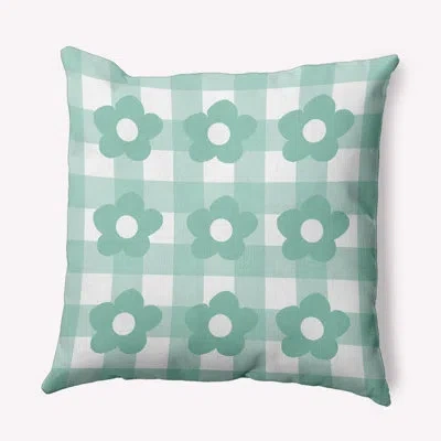 E By Design Geometric Polyester Indoor/outdoor Throw Pillow In Green