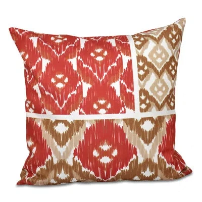 E By Design Geometric Print Square Pillow Cover & Insert In Coral