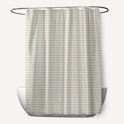E By Design Geometric Single Shower Curtain In Flax