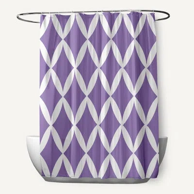 E By Design Geometric Single Shower Curtain In Heather