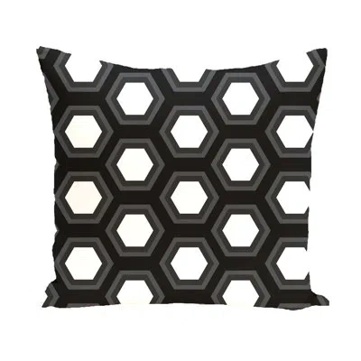 E By Design Geometric Square Pillow Cover & Insert In Black