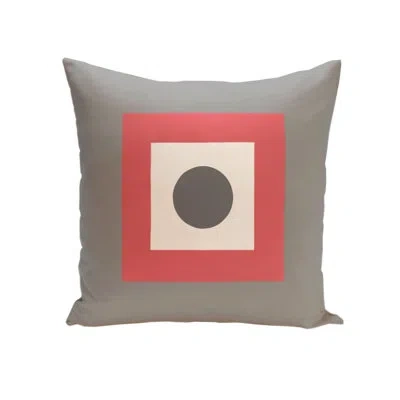 E By Design Geometric Square Pillow Cover & Insert In Coral,steel