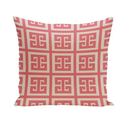 E By Design Geometric Square Pillow Cover & Insert In Latte,coral