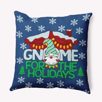 E By Design Gnome For The Holidays Indoor/outdoor Pillow In Blue