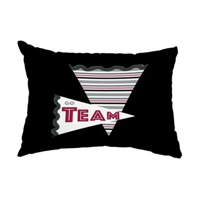 E By Design Go Team! Outdoor Rectangular Pillow Cover & Insert In Black