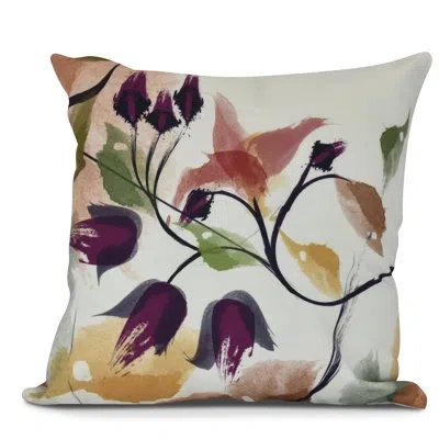 E By Design Goals, Gourds, And Gatherings Bloom Outdoor Square Pillow Cover & Insert In Red
